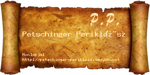 Petschinger Periklész névjegykártya